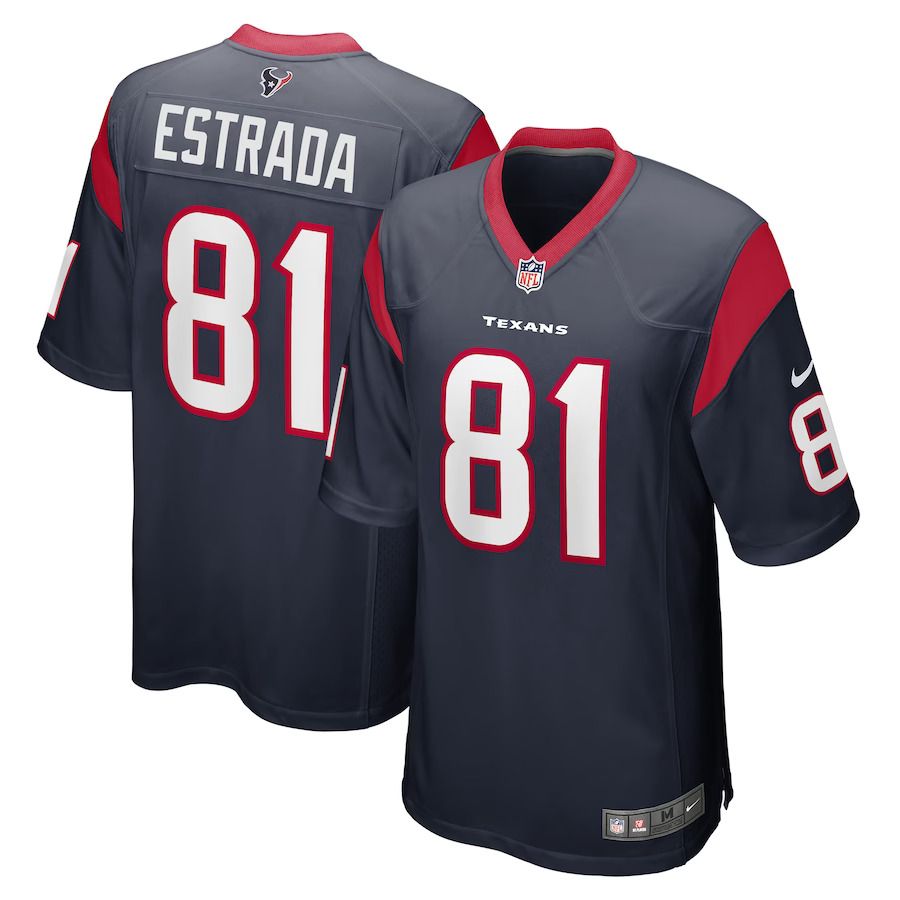 Men Houston Texans 81 Drew Estrada Nike Navy Game Player NFL Jersey